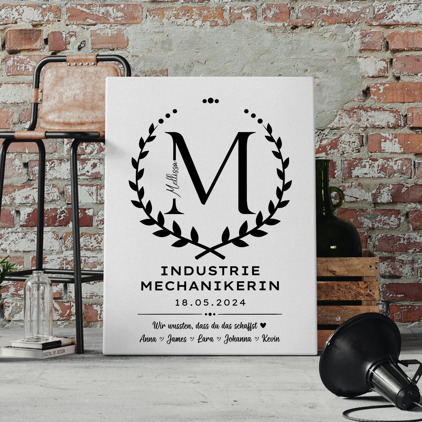 Ausbildungsabschluss Geschenk Industriemechanikerin Leinwand 4