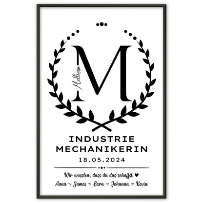 Ausbildungsabschluss Geschenk Poster Industriemechanikerin