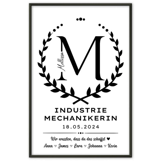 Ausbildungsabschluss Geschenk Poster Industriemechanikerin