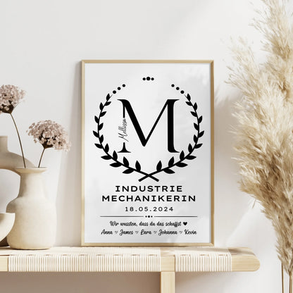 Ausbildungsabschluss Geschenk Poster Industriemechanikerin