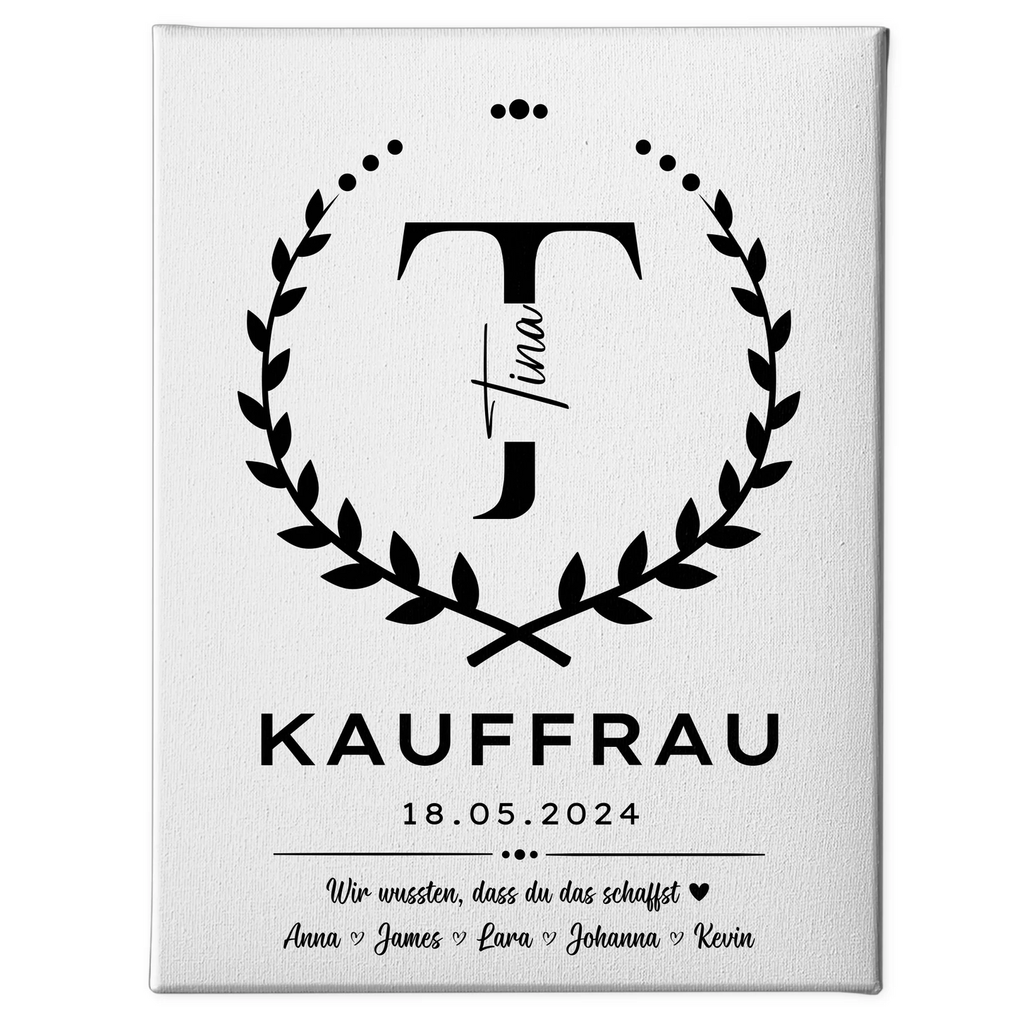 Geschenk Abschluss Ausbildung Kauffrau Leinwand 1