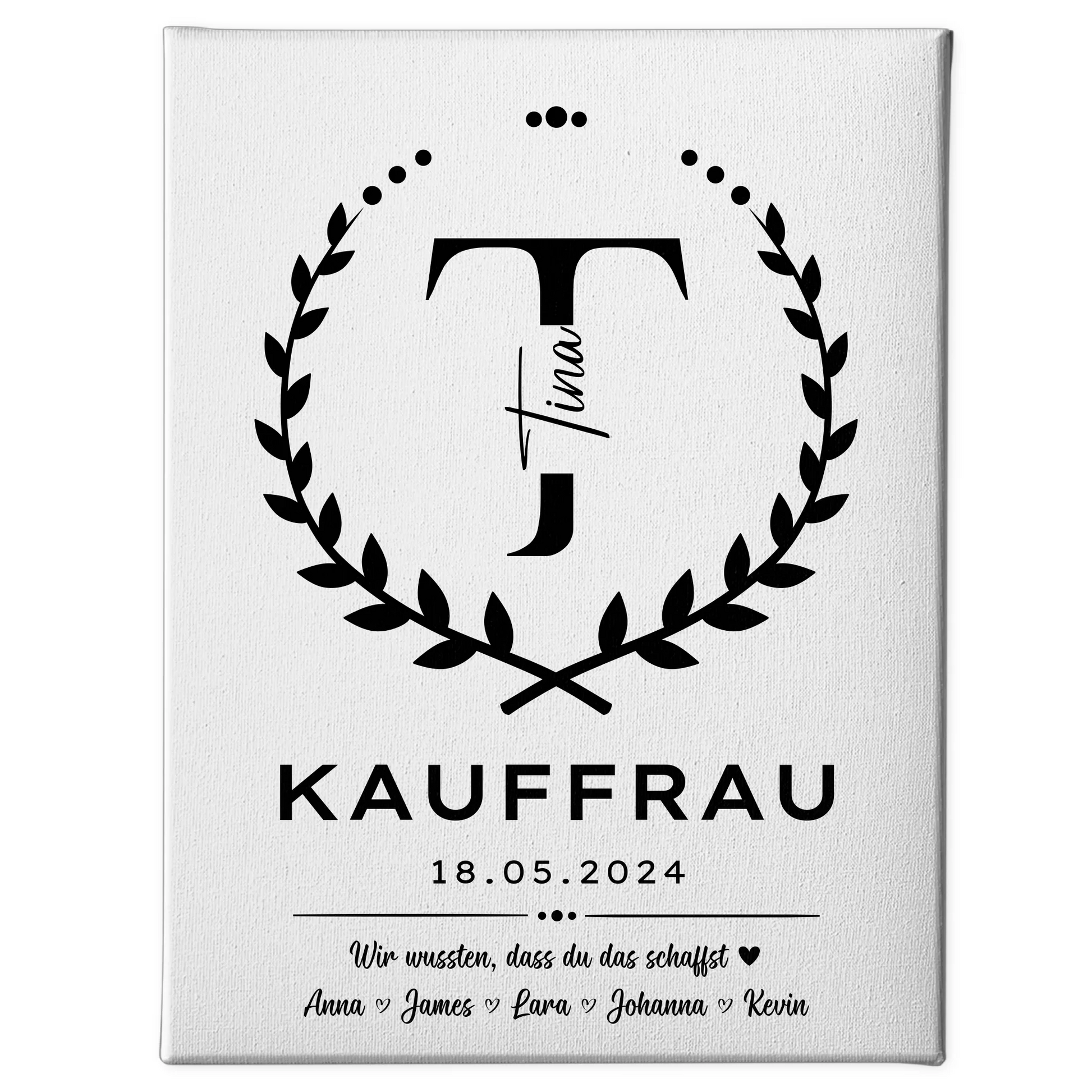 Geschenk Abschluss Ausbildung Kauffrau Leinwand 1