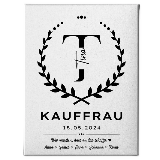 Geschenk Abschluss Ausbildung Kauffrau Leinwand 1