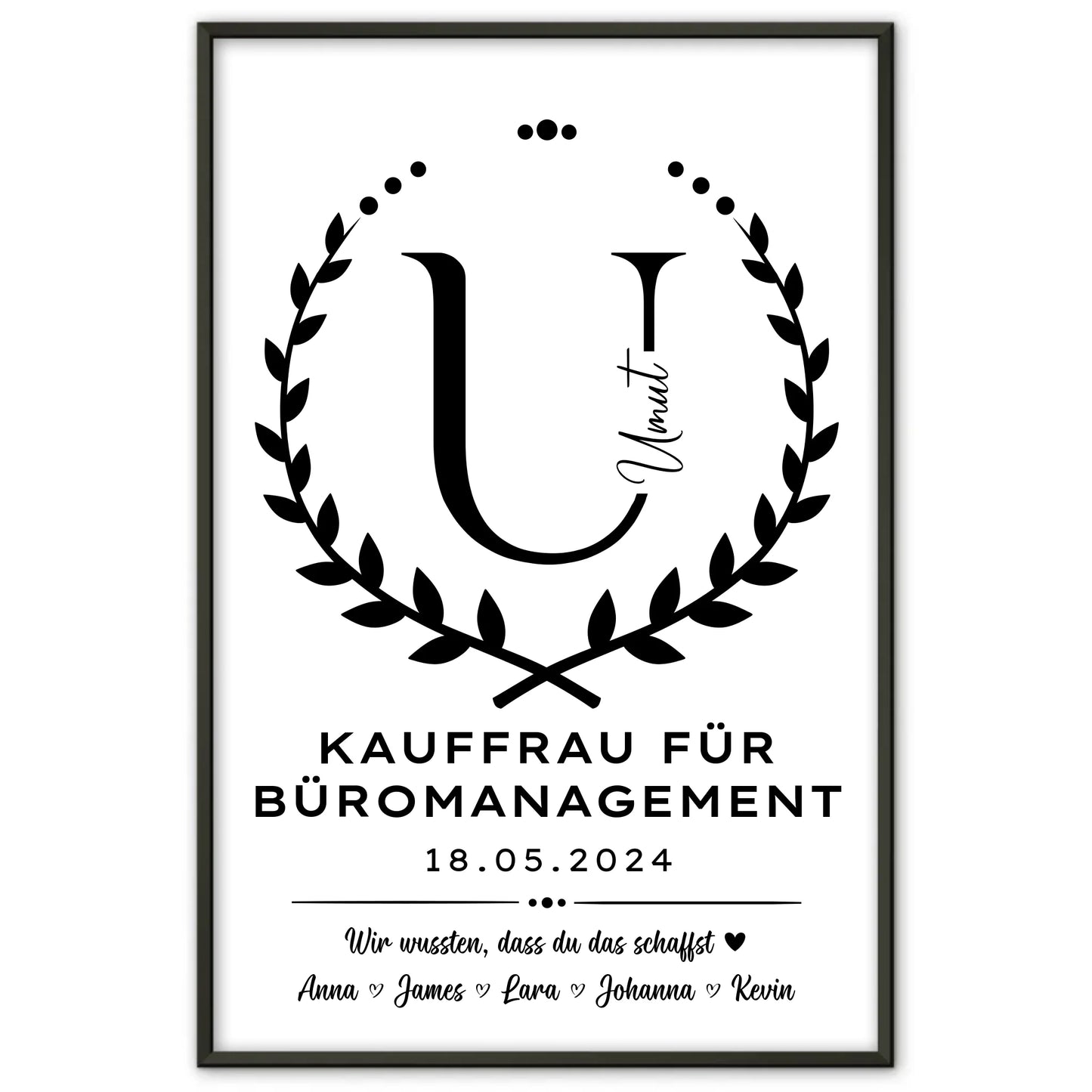 Ausbildungsabschluss Geschenk Kauffrau für Büromanagement Poster personalisiert
