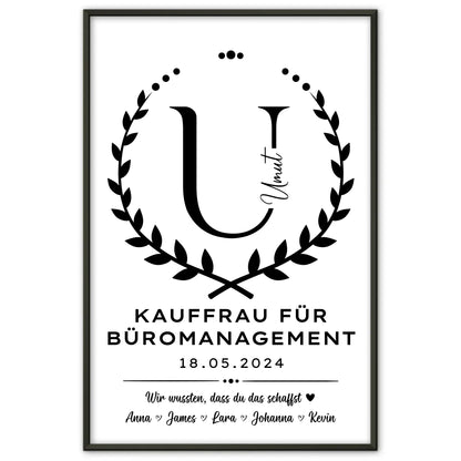 Ausbildungsabschluss Geschenk Kauffrau für Büromanagement Poster personalisiert