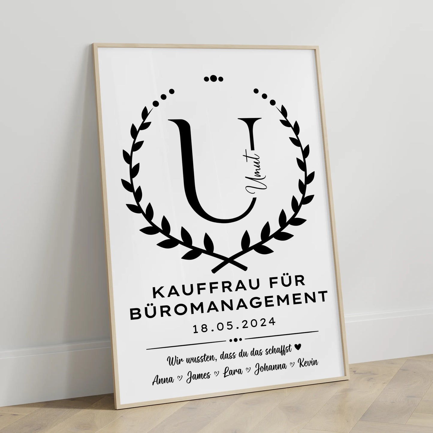 Ausbildungsabschluss Geschenk Kauffrau für Büromanagement Poster personalisiert