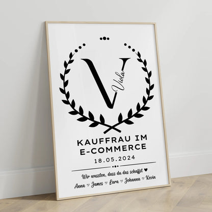 Geschenk Zum Abschluss Ausbildung Kauffrau im E Commerce Poster personalisiert