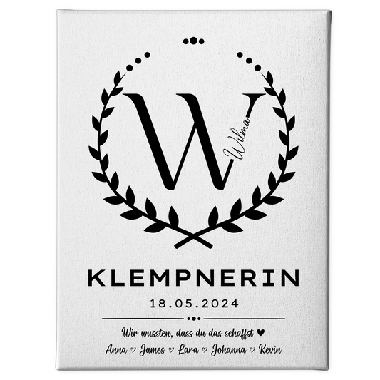 Geschenk Abschluss Ausbildung Klempnerin Leinwand 1