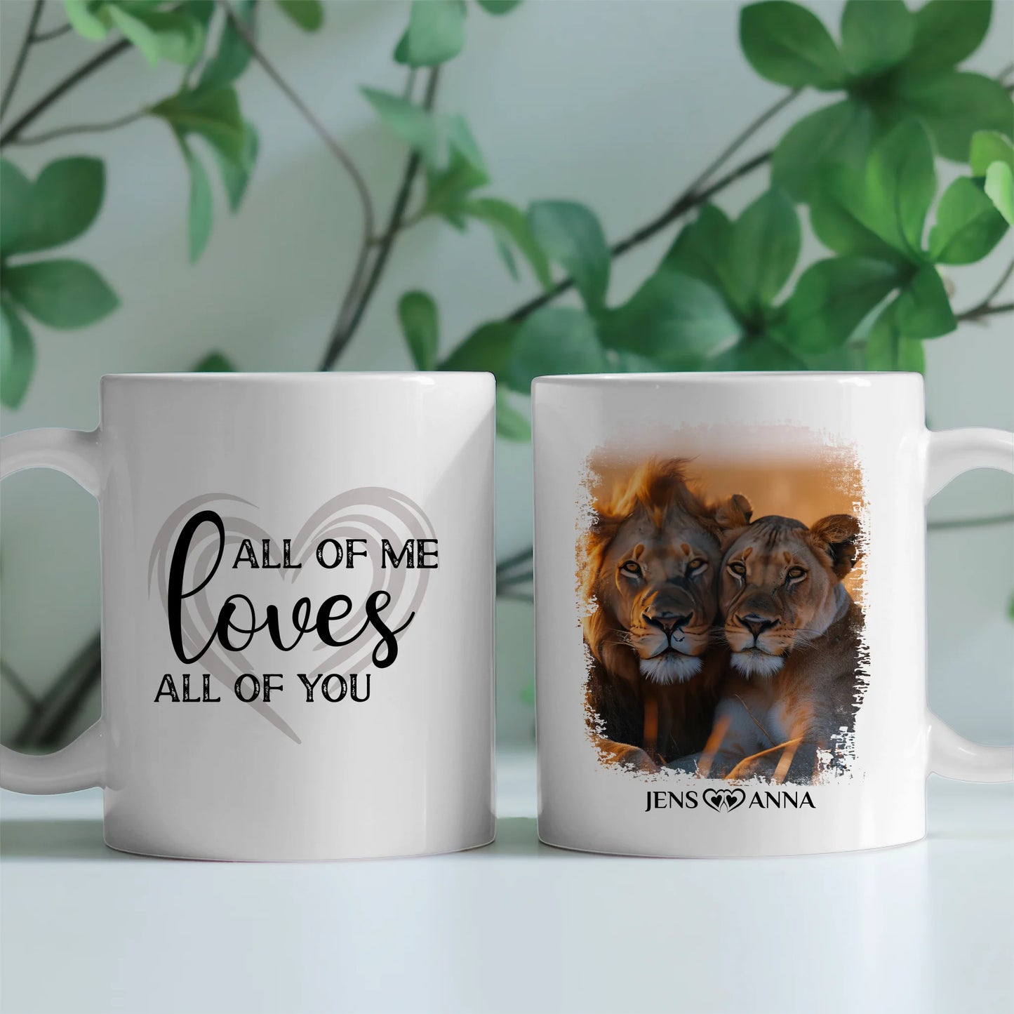 Personalisierte Tasse All of Me Loves All Of You Löwen Bild mit Namen