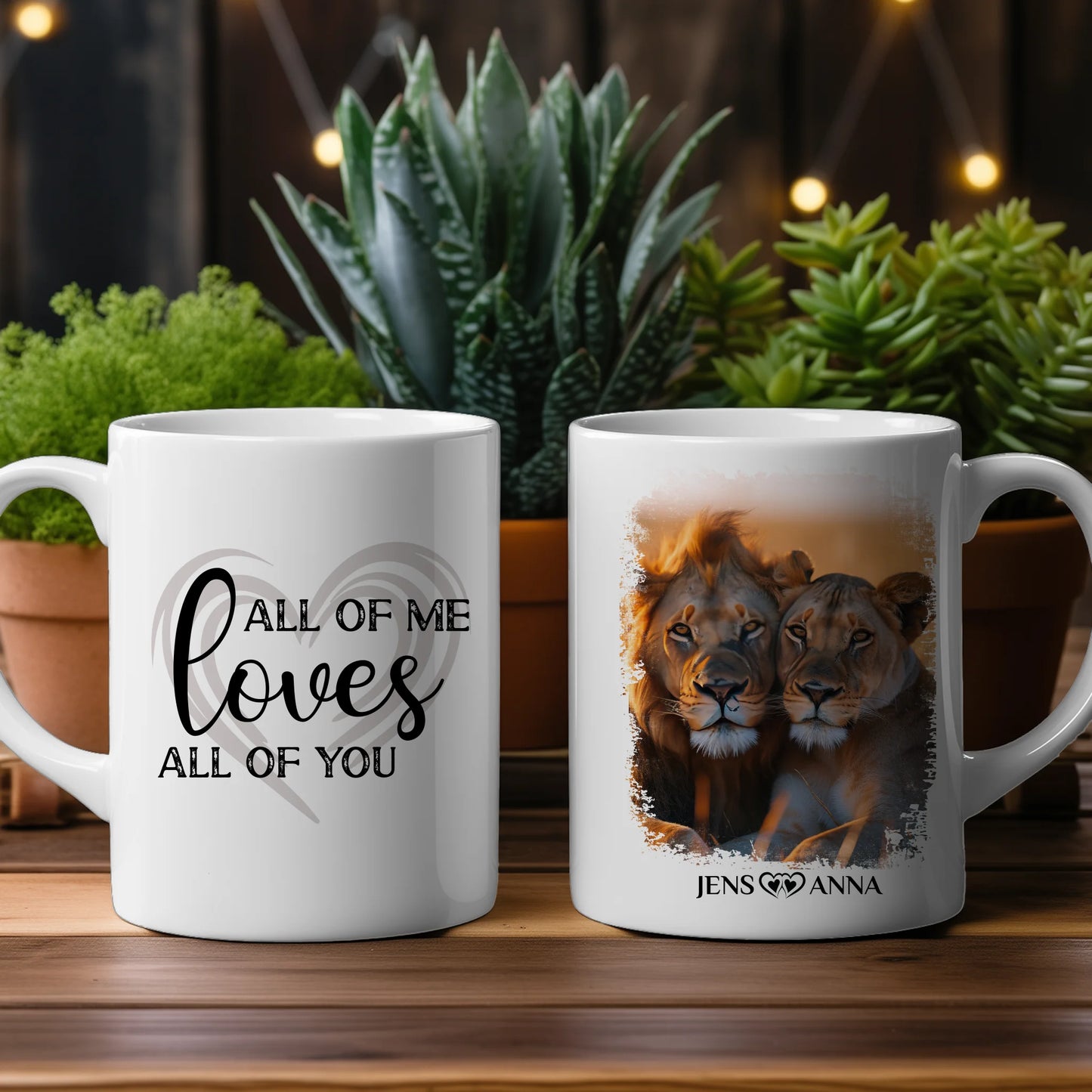 Personalisierte Tasse All of Me Loves All Of You Löwen Bild mit Namen