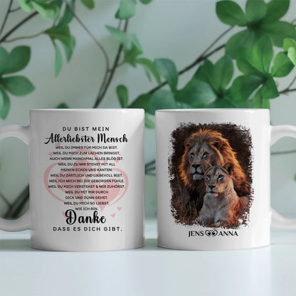 Foto Geschenk Tasse für Paare Danke dass es dich gibt Löwen Bild
