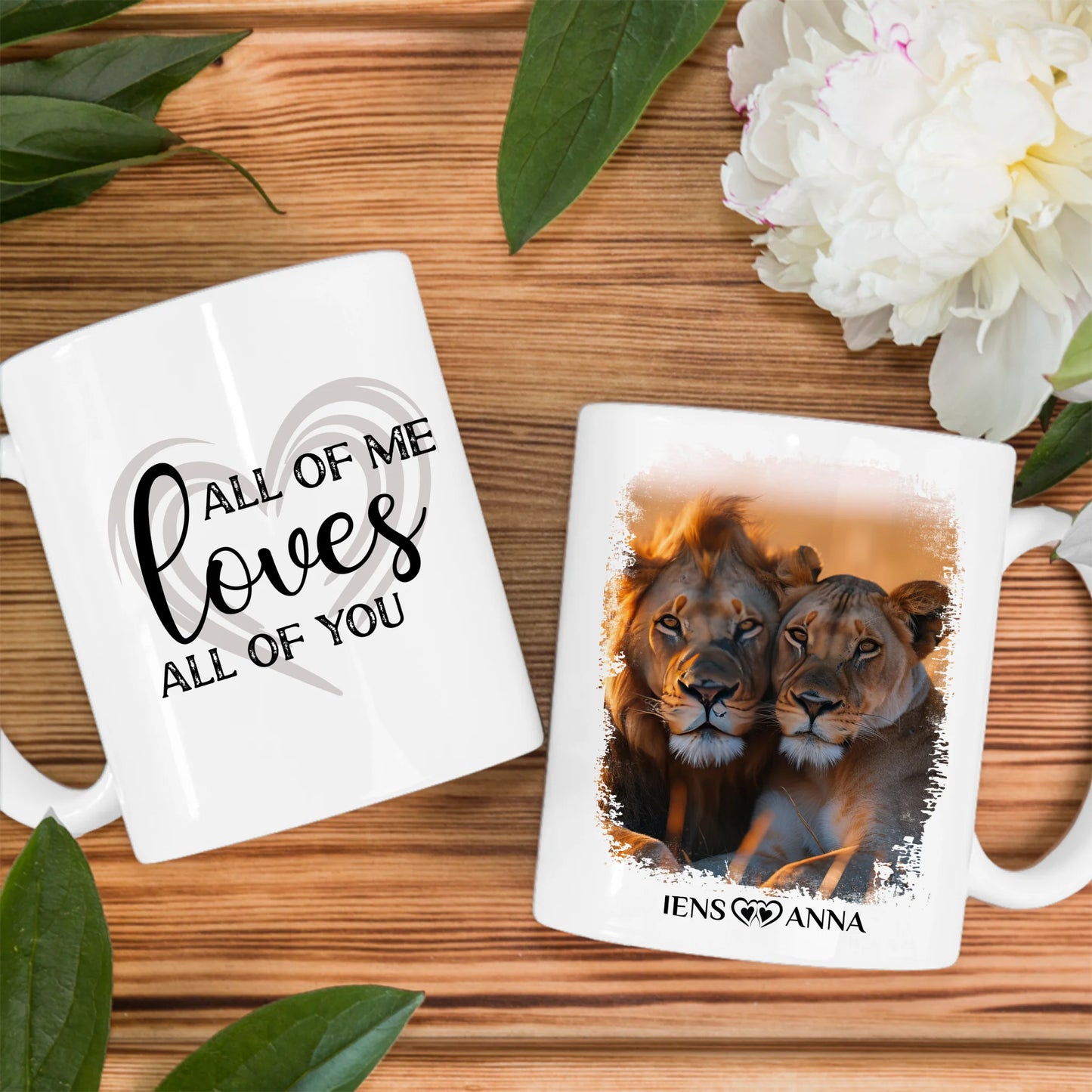 Personalisierte Tasse All of Me Loves All Of You Löwen Bild mit Namen
