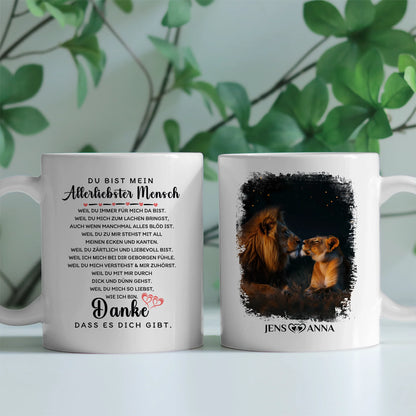 Pärchen Tasse Danke dass es dich gibt Löwen Bild Personalisiert