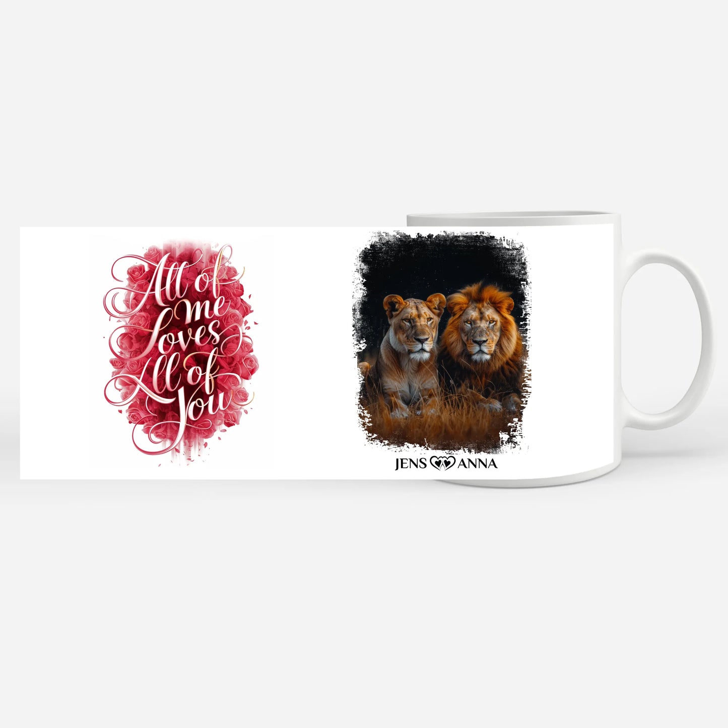 Tasse personalisiert für Paare All Of Me Loves All Of You Löwen Bild