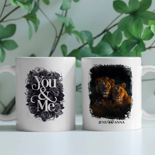Personalisierte Tasse You and Me Löwen Bild für Pärchen