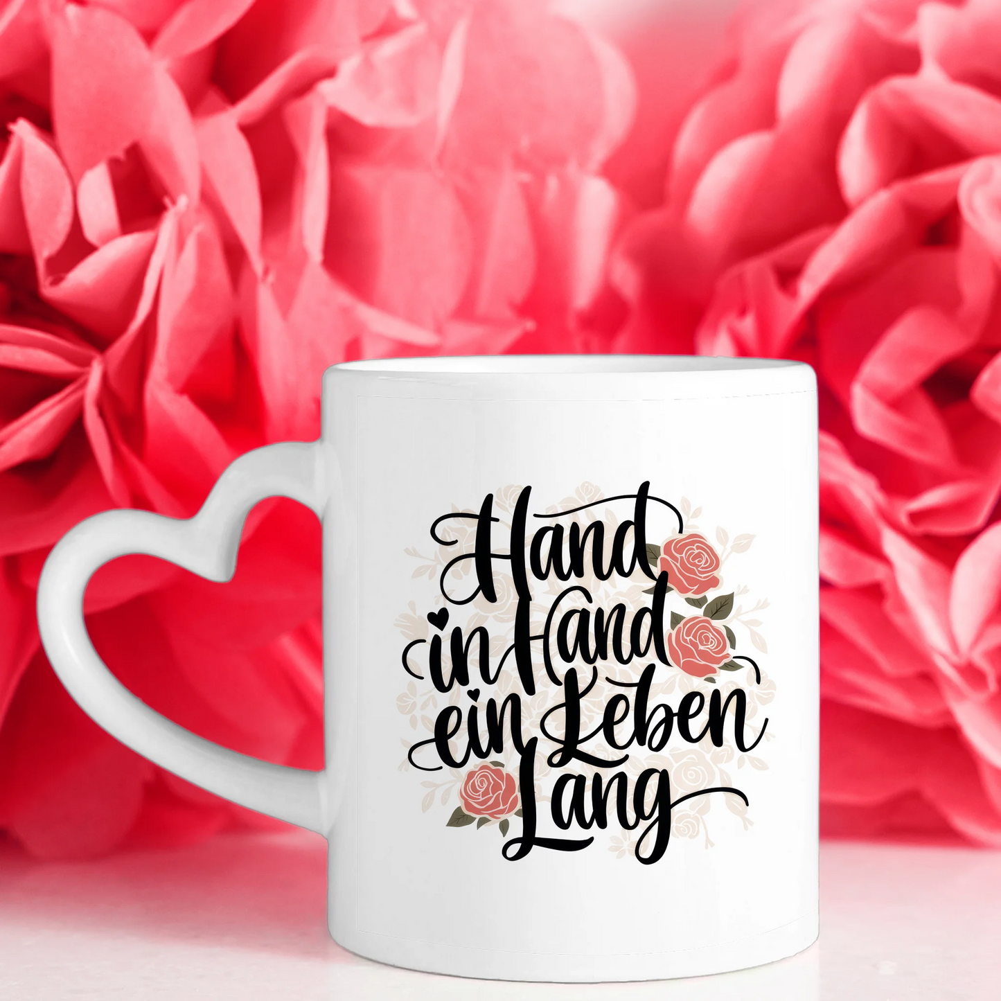 Pärchen Tasse Personalisiert Hand in Hand ein Leben lang Löwen Bild