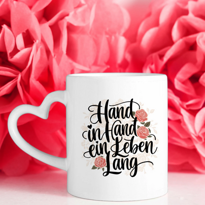 Pärchen Tasse Personalisiert Hand in Hand ein Leben lang Löwen Bild