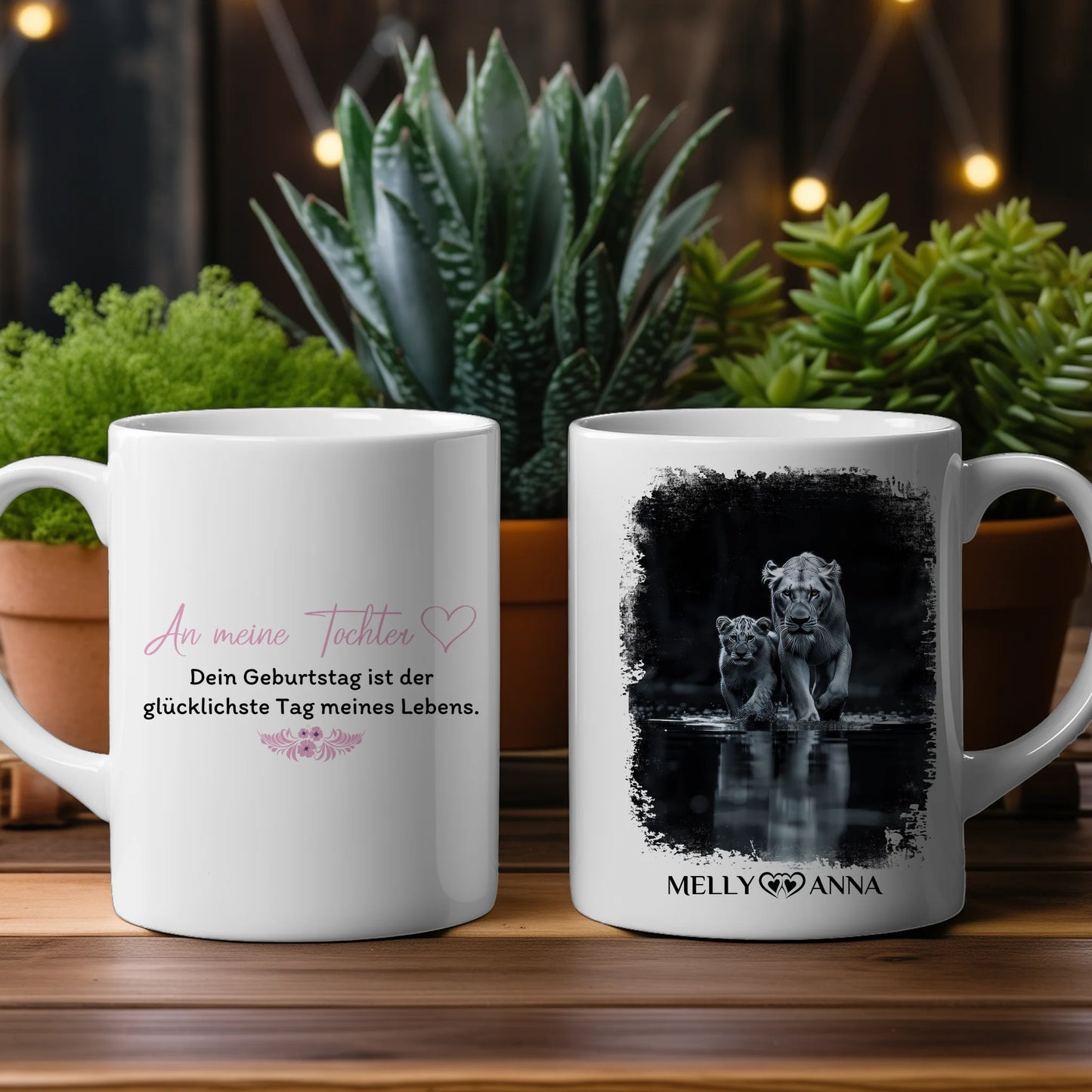 Tasse für Mama und Tochter mit Löwen Der glücklichste Tag
