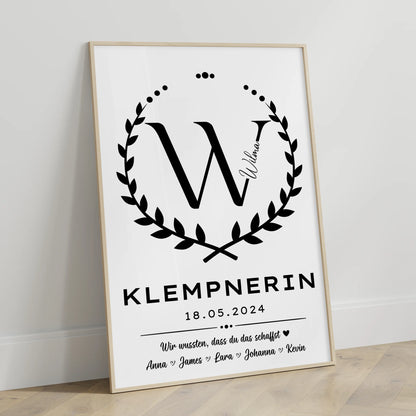 Exklusives Geschenk Abschluss Ausbildung Poster Klempnerin