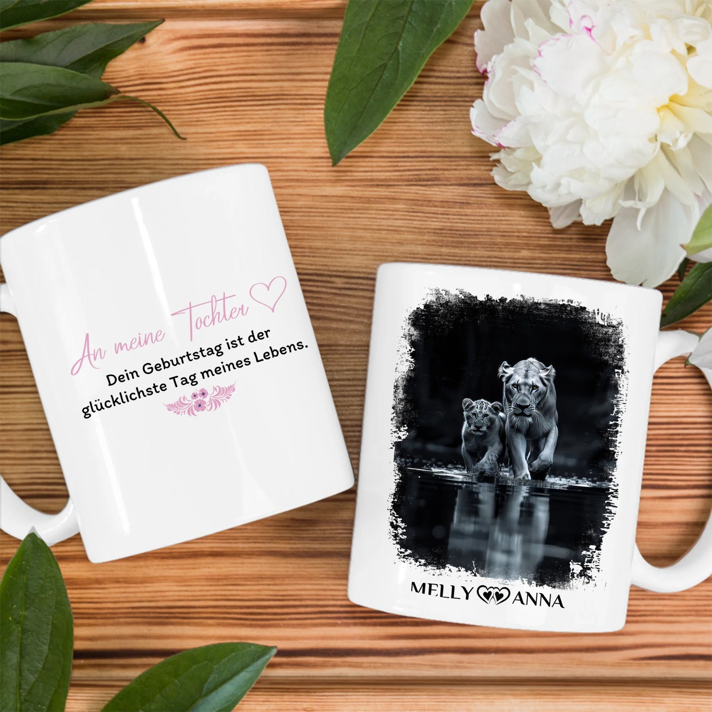 Tasse für Mama und Tochter mit Löwen Der glücklichste Tag