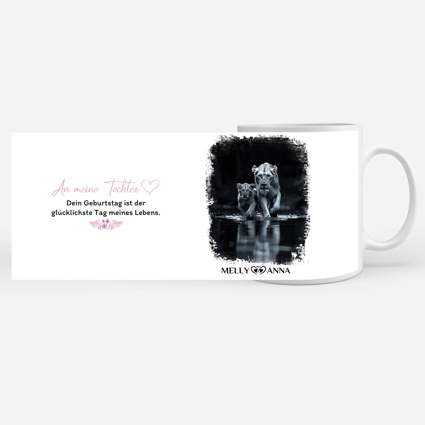 Tasse für Mama und Tochter mit Löwen Der glücklichste Tag