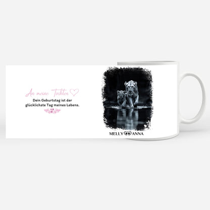 Tasse für Mama und Tochter mit Löwen Der glücklichste Tag