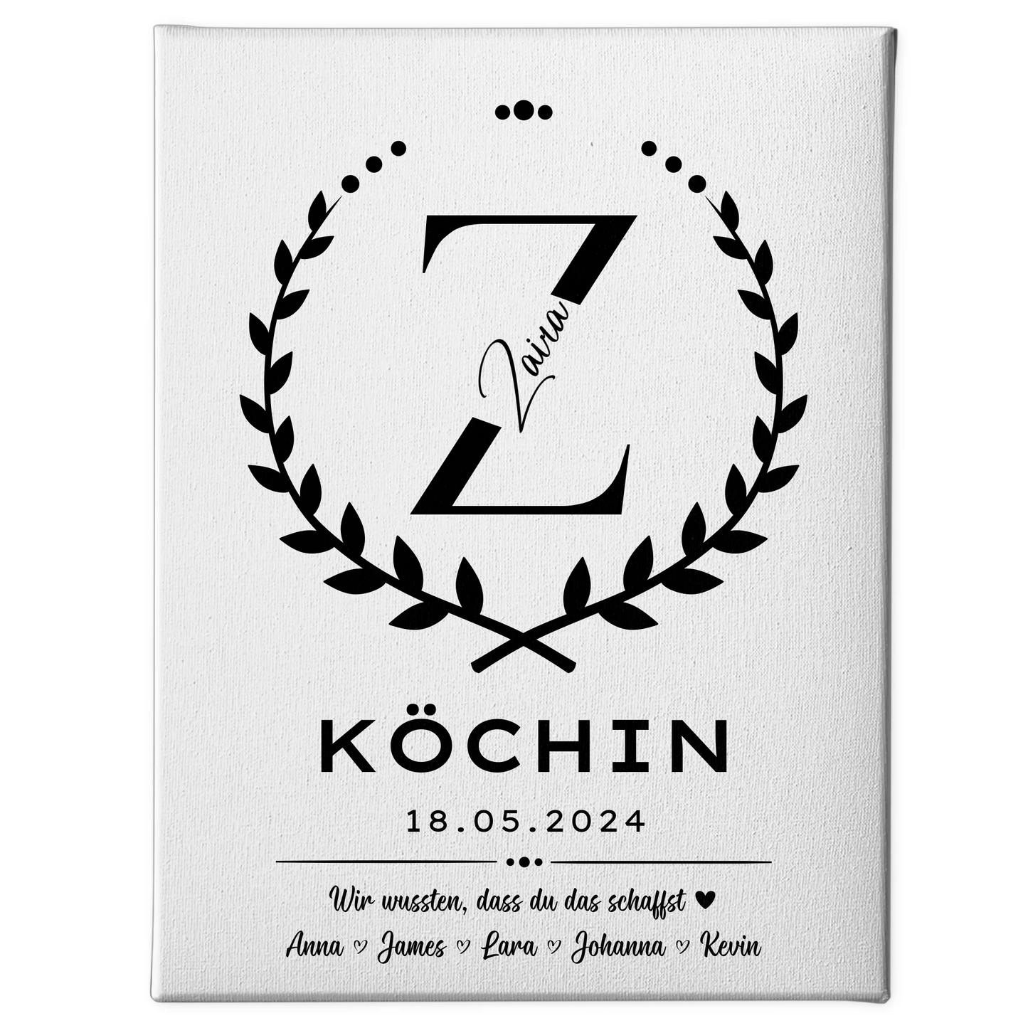 Ausbildungsabschluss Geschenk Köchin Leinwand 1