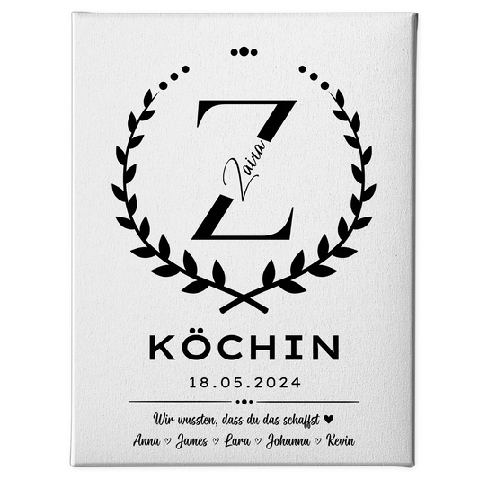 Ausbildungsabschluss Geschenk Köchin Leinwand 1