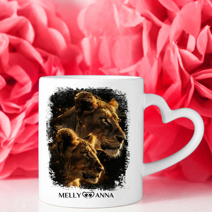 Tasse für Schwester personalisiert Löwen Bild Kein größeres Geschenk