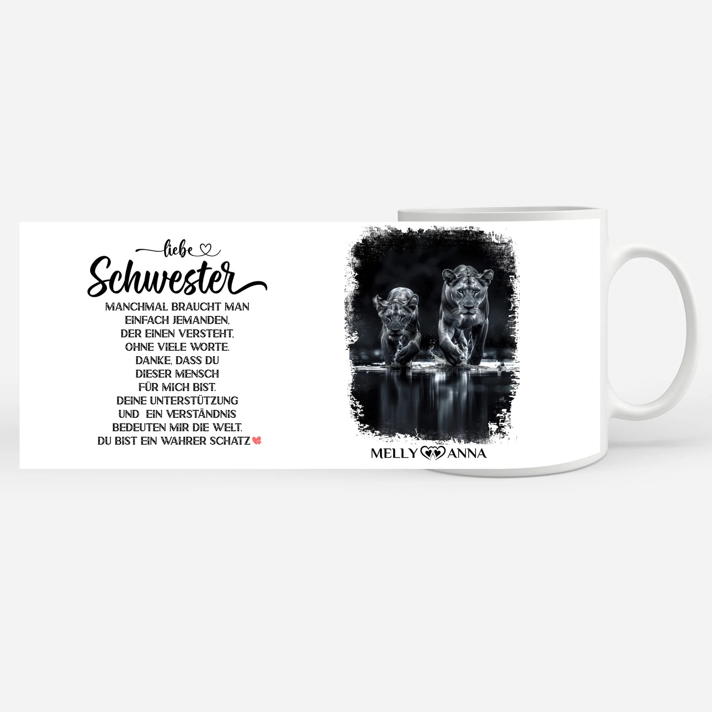 Tasse für Schwester Löwen Bild Liebe Schwester Wahrer Schatz