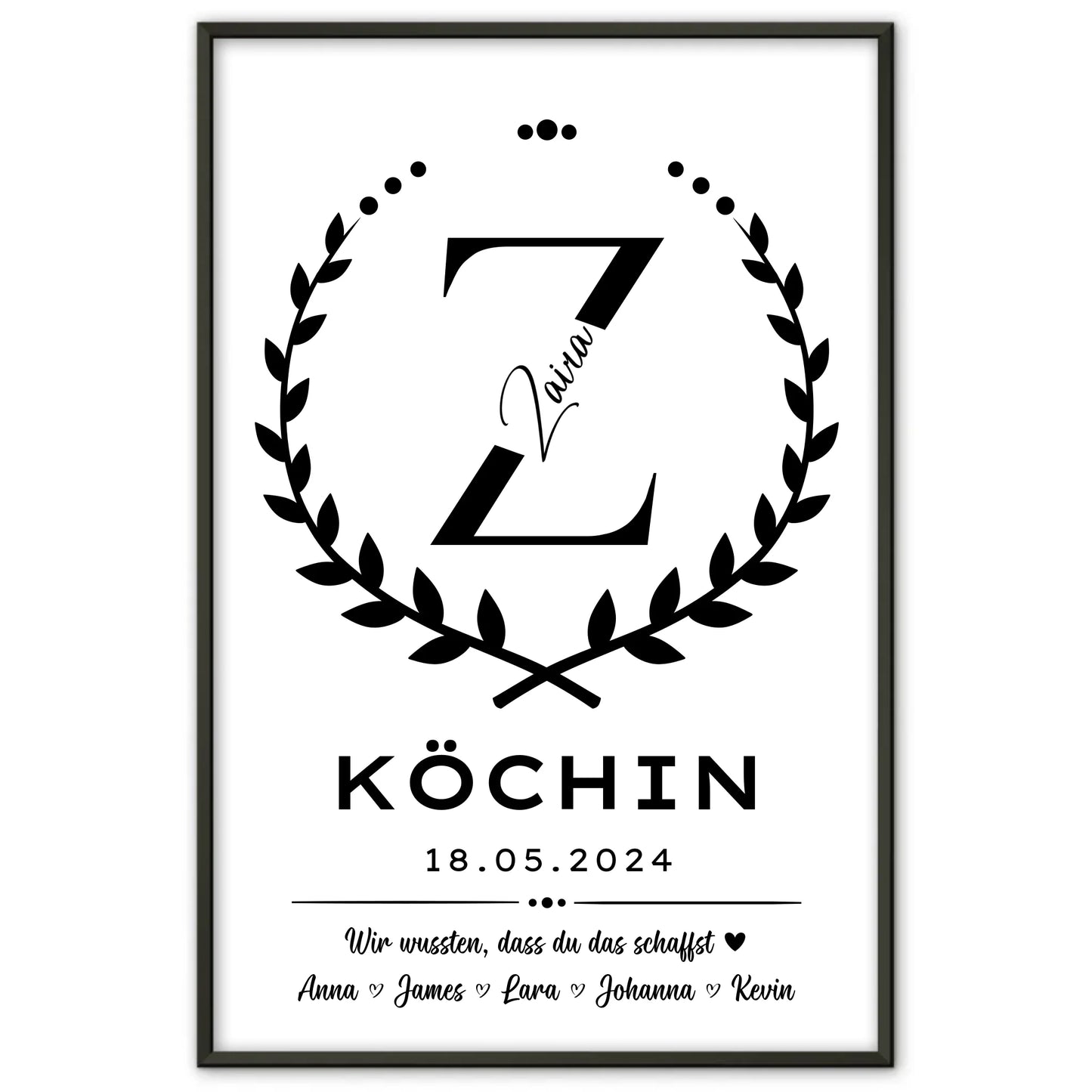 Ausbildungsabschluss Geschenk Poster fuer Köchin