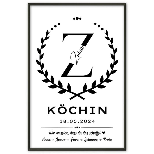 Ausbildungsabschluss Geschenk Poster fuer Köchin