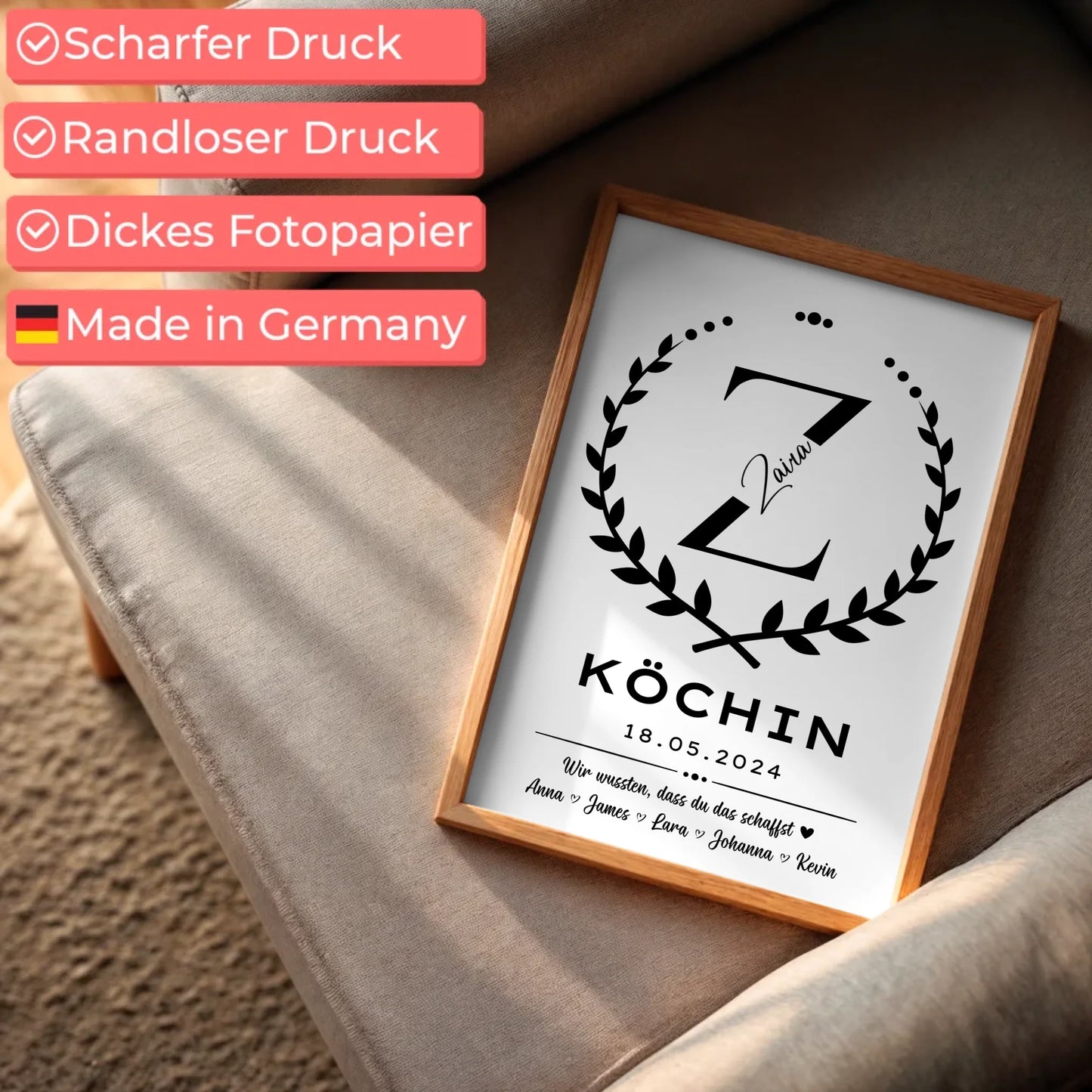 Ausbildungsabschluss Geschenk Poster fuer Köchin
