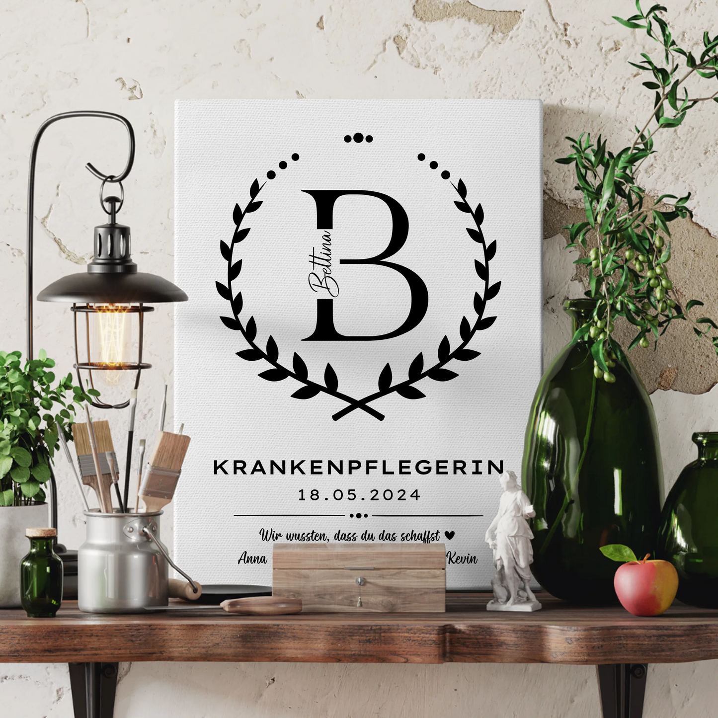 Geschenk Abschluss Ausbildung Krankenpflegerin Leinwand 3