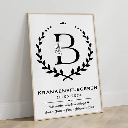 Geschenk Abschluss Ausbildung Poster Krankenpflegerin