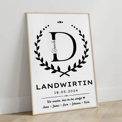 Geschenk Zum Abschluss Ausbildung Landwirtin Poster