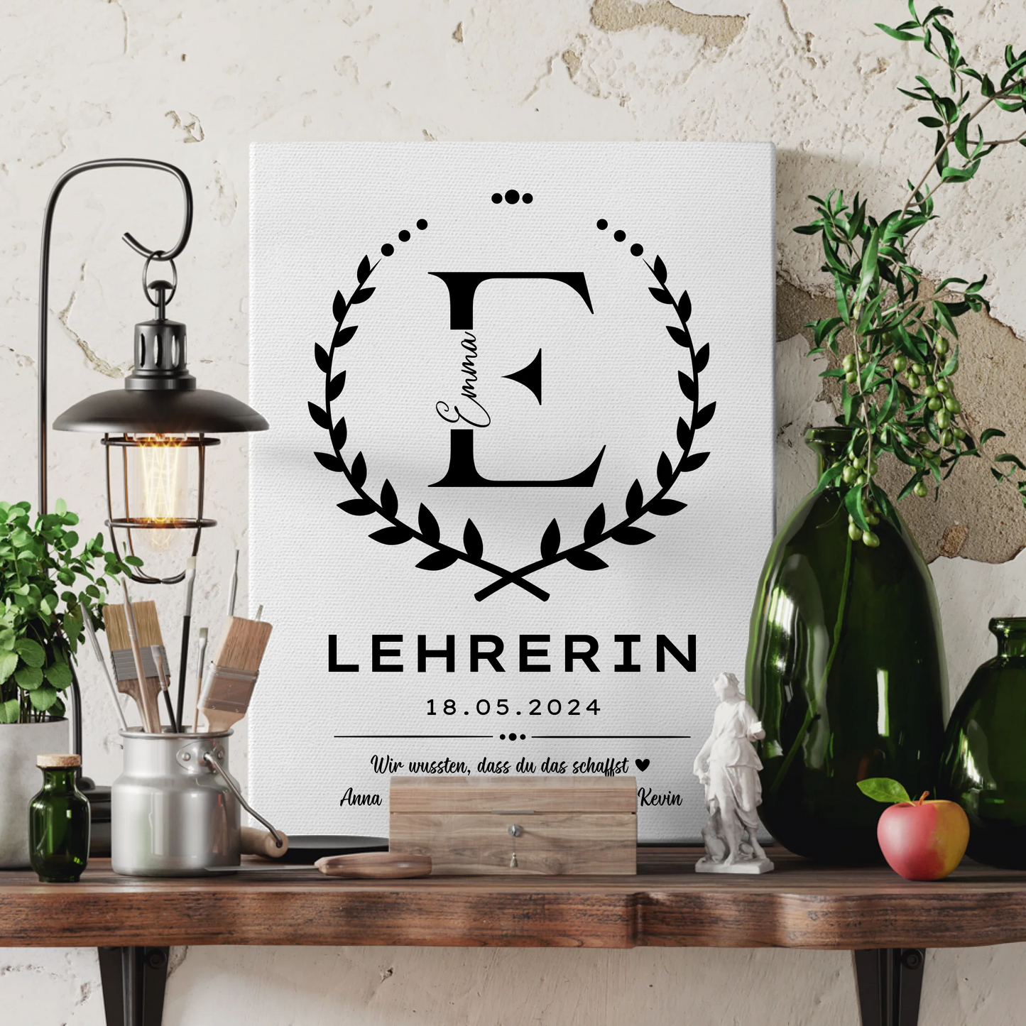 Geschenk Abschluss Ausbildung Lehrerin Leinwand 3