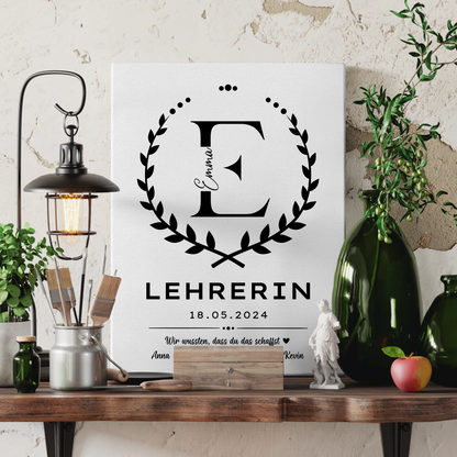 Geschenk Abschluss Ausbildung Lehrerin Leinwand 3