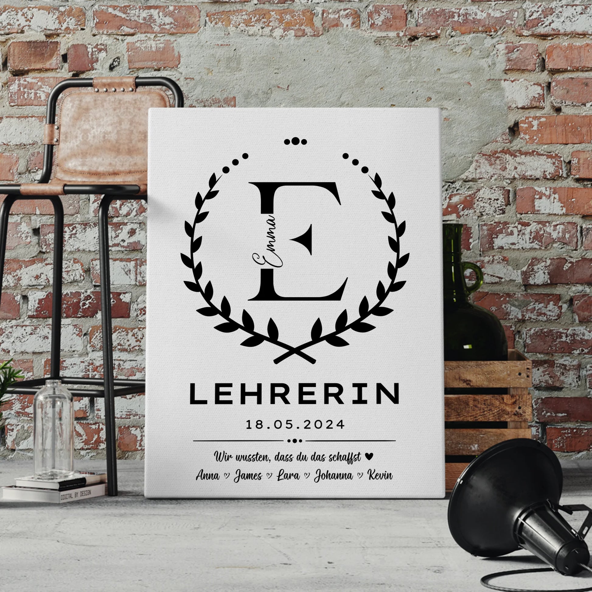 Geschenk Abschluss Ausbildung Lehrerin Leinwand 4