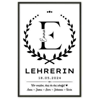 Individuelles Geschenk Abschluss Ausbildung Poster Lehrerin