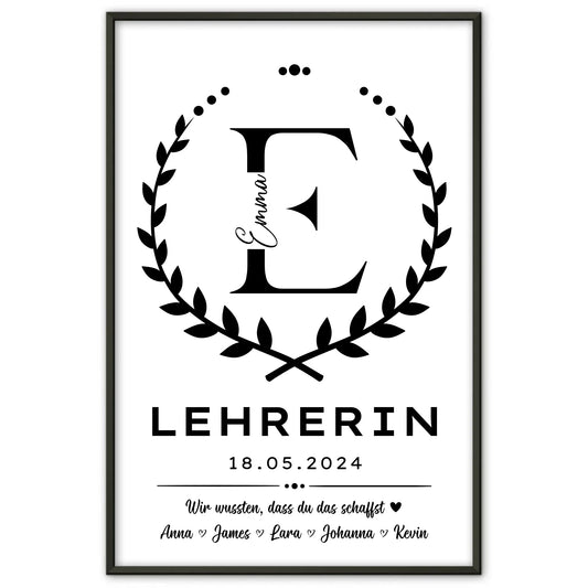 Individuelles Geschenk Abschluss Ausbildung Poster Lehrerin
