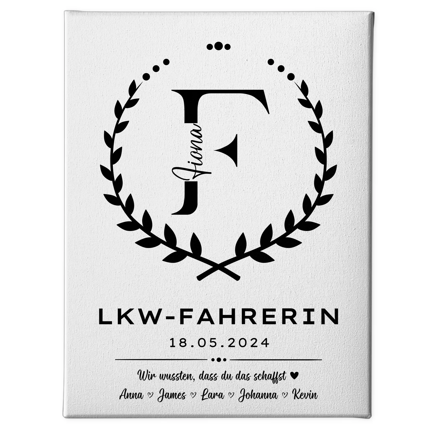 Ausbildungsabschluss Geschenk LKW-Fahrerin Leinwand 1