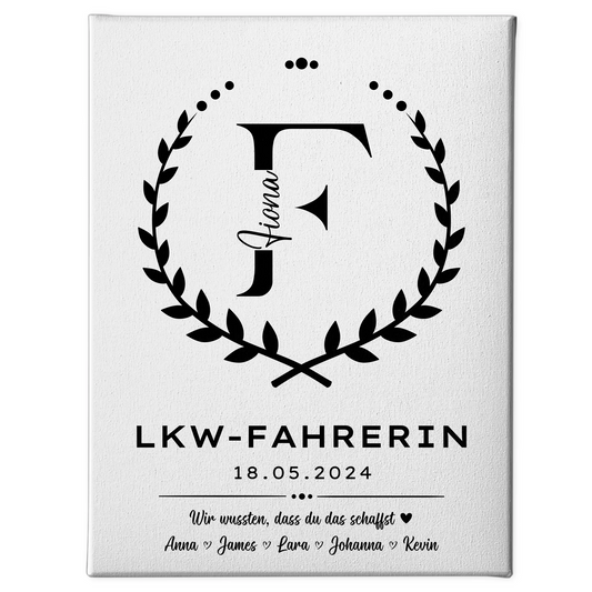 Ausbildungsabschluss Geschenk LKW-Fahrerin Leinwand 1