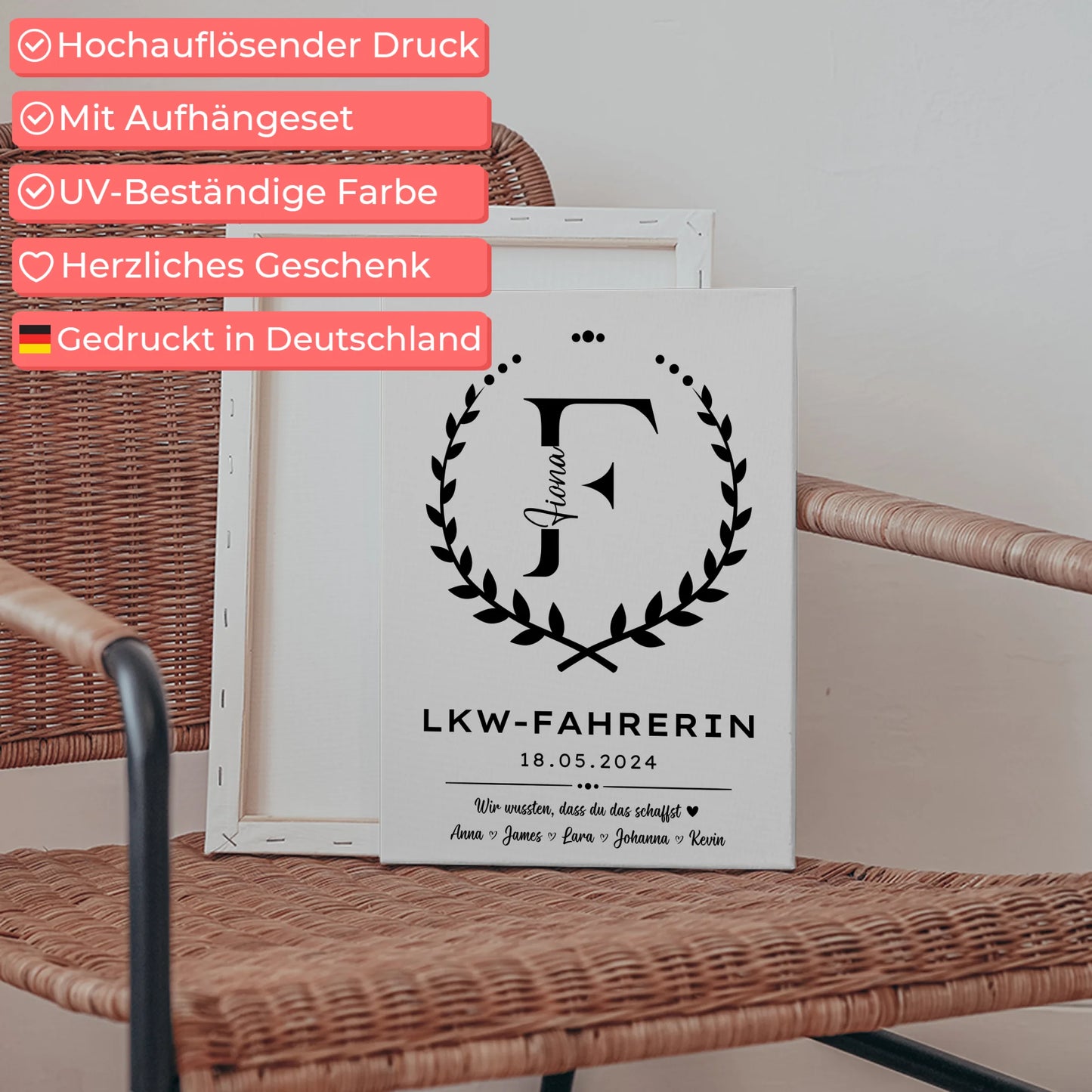 Ausbildungsabschluss Geschenk LKW-Fahrerin Leinwand 5