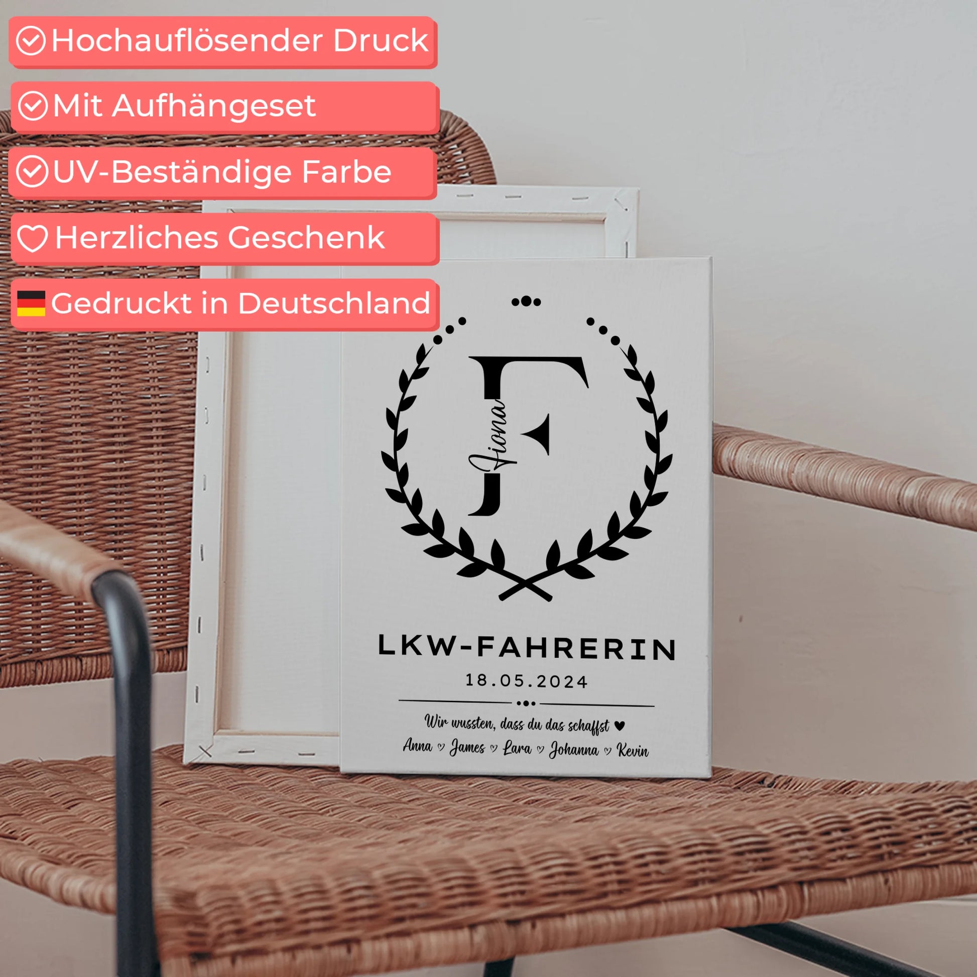 Ausbildungsabschluss Geschenk LKW-Fahrerin Leinwand 5