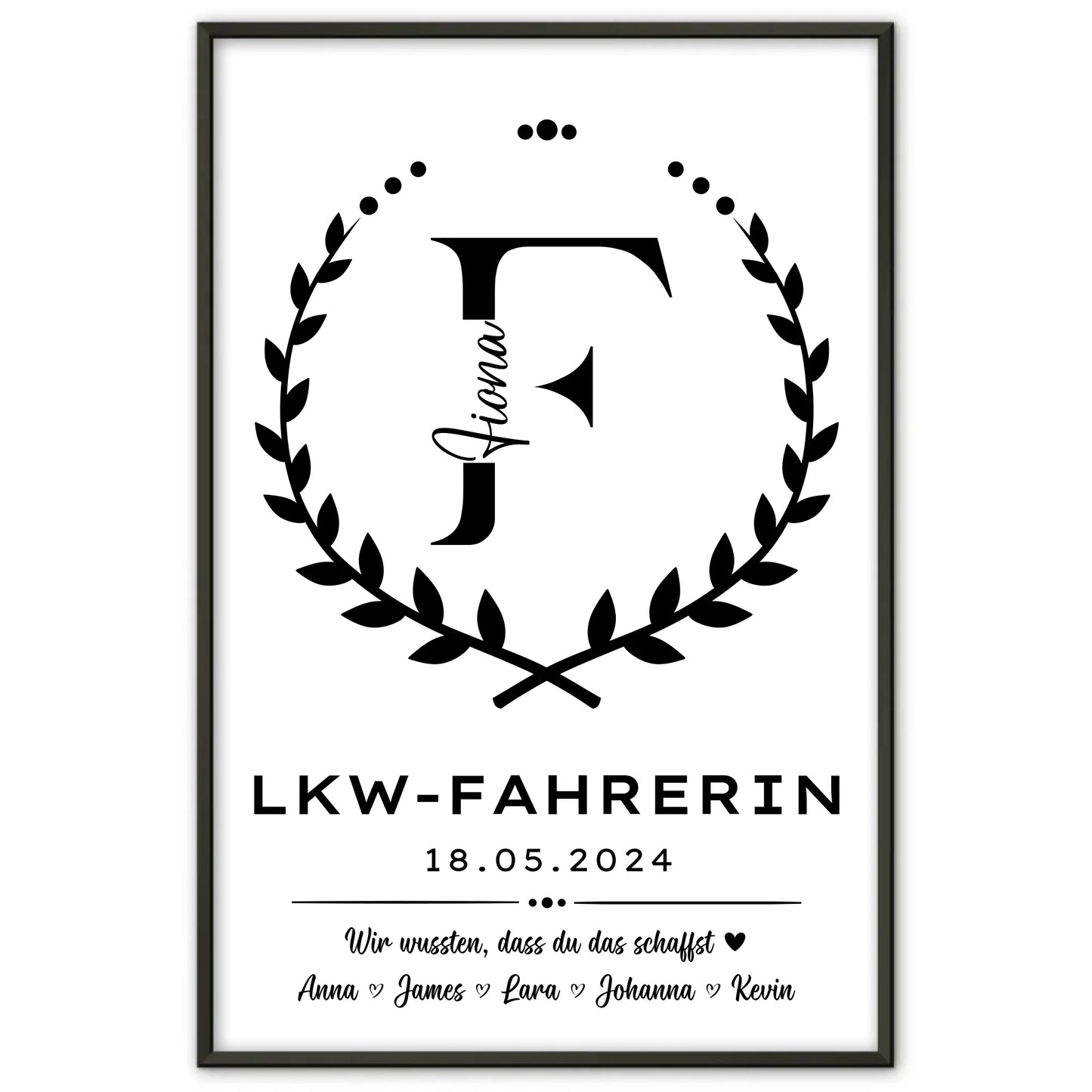 Poster Ausbildungsabschluss Geschenk LKW Fahrerin