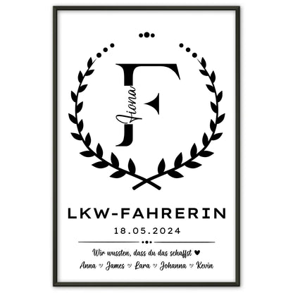 Poster Ausbildungsabschluss Geschenk LKW Fahrerin