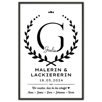 Geschenk Zum Abschluss Ausbildung Malerin Lackiererin Poster personalisiert