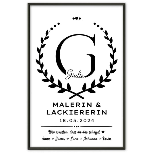 Geschenk Zum Abschluss Ausbildung Malerin Lackiererin Poster personalisiert