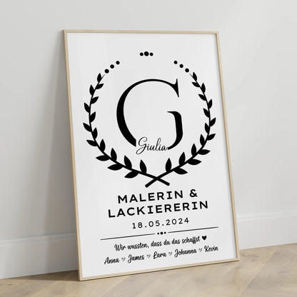 Geschenk Zum Abschluss Ausbildung Malerin Lackiererin Poster personalisiert